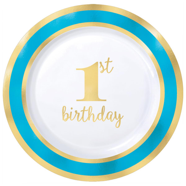 Amscan Plastic 1st Birthday Party Plates (Pack of 10) (XL)