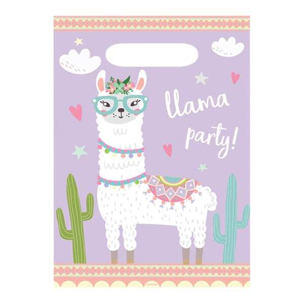 Amscan Llama Plastic Birthday Party Bags (Pack of 8)