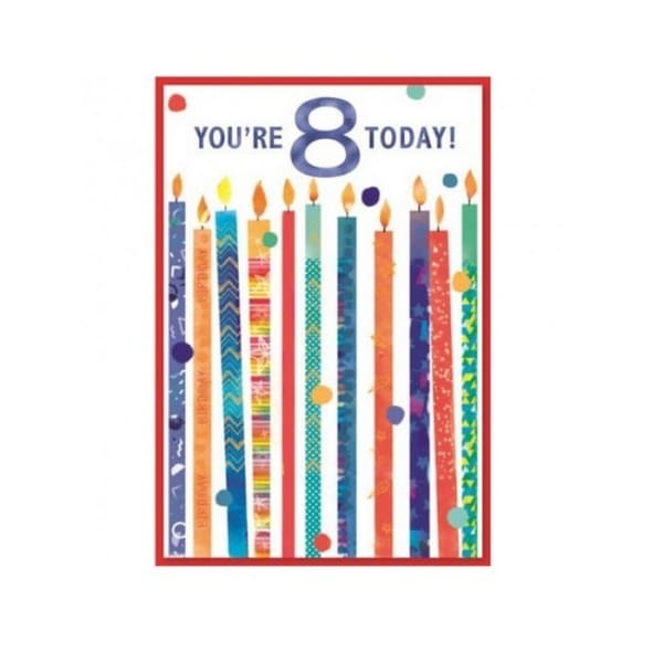 Simon Elvin Candle 8th Birthday Card (Pack of 6)