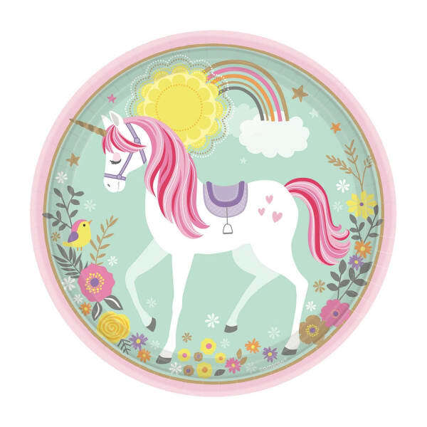 Amscan Magical Paper Unicorn Disposable Plates (Pack of 8)