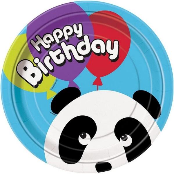 Unique Party Panda Birthday Dinner Plate (Pack of 8)