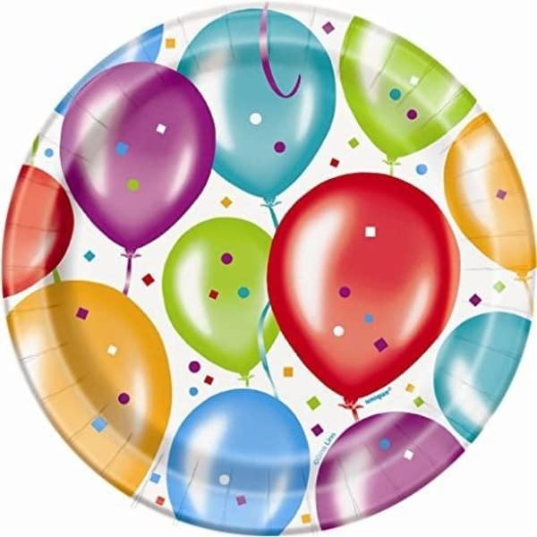 Unique Party Balloon Birthday Party Plates (Pack of 8) (7in)