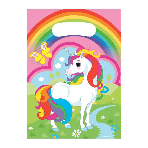 Amscan Unicorn Plastic Loot Bags (Pack of 8)