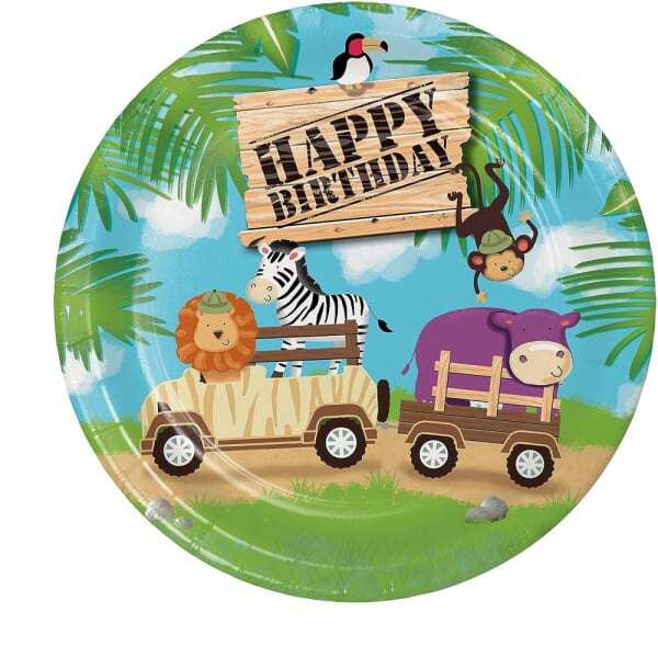 Creative Party Paper Safari Animals Party Plates (Pack of 8)