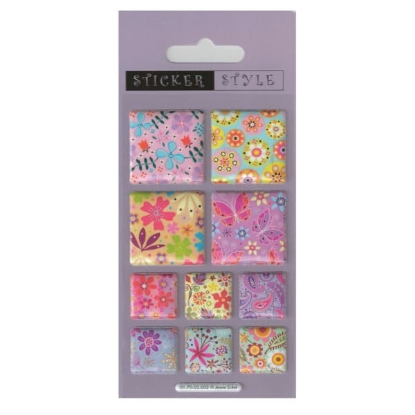 Fluffy Flower Square Stickers