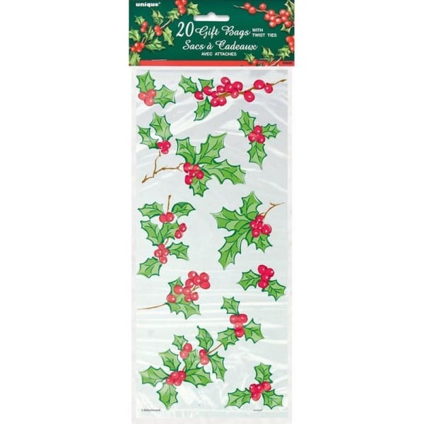 Unique Party Cellophane Christmas Party Bags (Pack of 20)