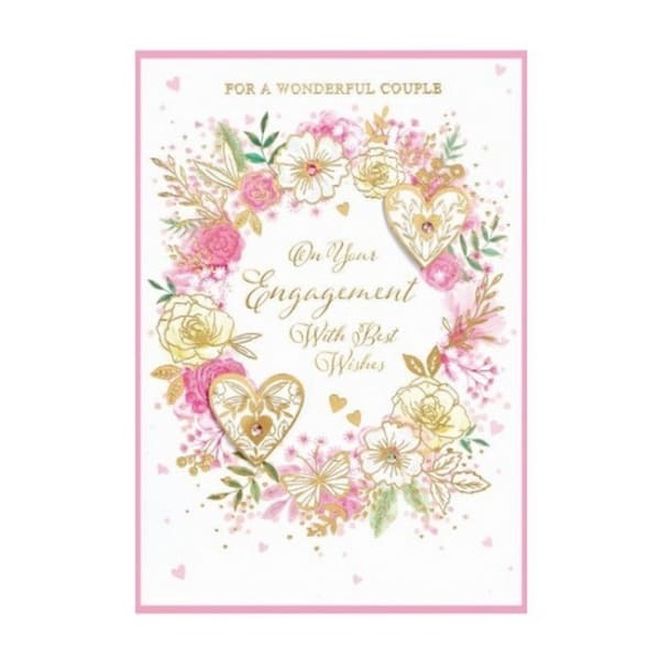 Simon Elvin Isabel Garden Wreath Engagement Card (Pack of 6)