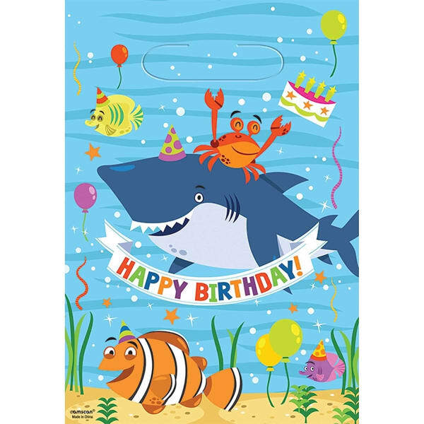 Amscan Shark Happy Birthday Party Bags (Pack of 8)