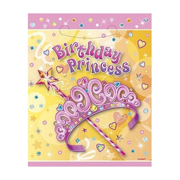 Unique Party Pretty Princess Birthday Party Bags (Pack of 8)