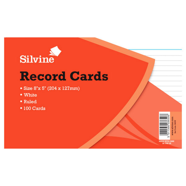 Silvine Large Record Cards Pencil Feint 100 Sheets (Large)