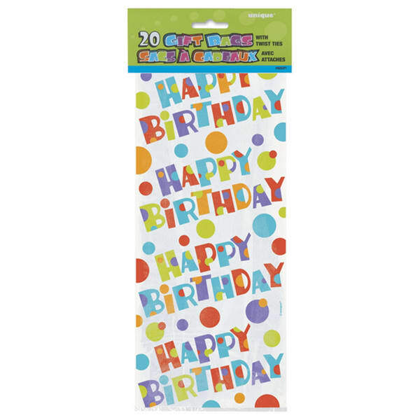 Unique Party Bubbly Birthday Cello Bags (Pack Of 20)