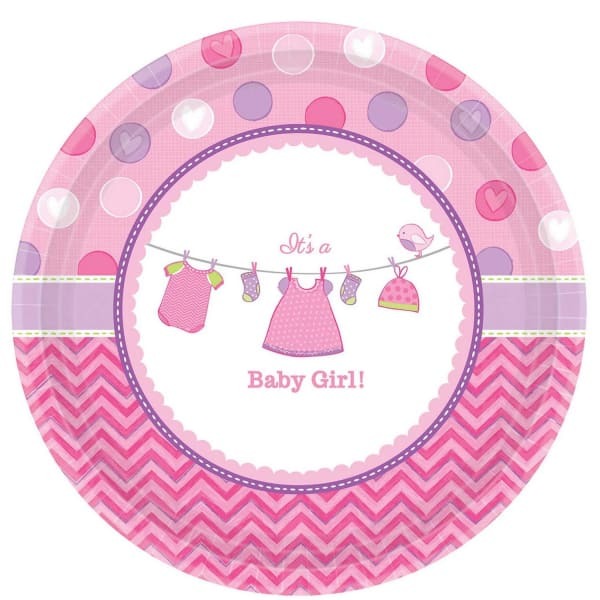 Amscan Baby Girl Paper Love Dessert Plate (Pack of 8)