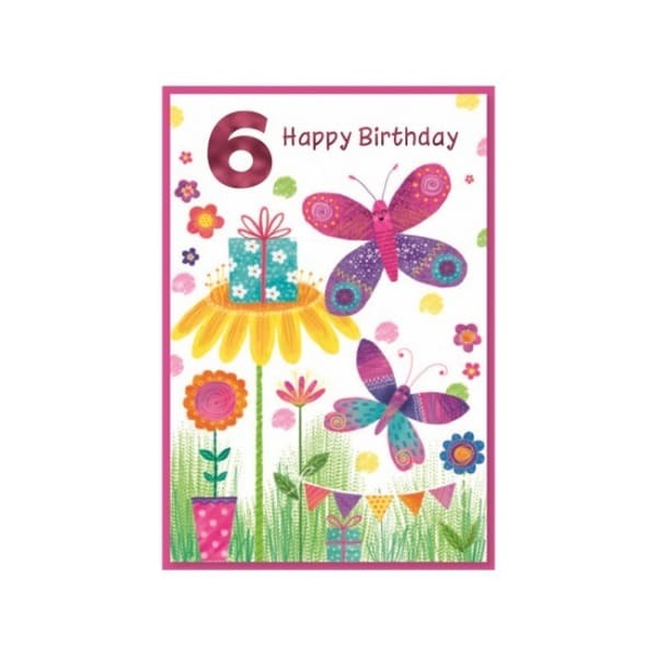 Simon Elvin Butterflies 6th Birthday Card (Pack of 6)