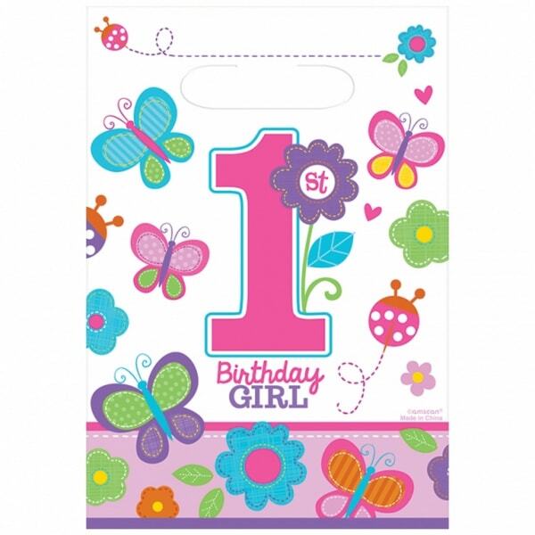 Amscan Sweet 1st Birthday Girl Loot Bags (Pack Of 8)