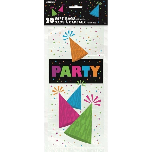 Unique Party Confetti Cellophane Party Bags (Pack of 20)