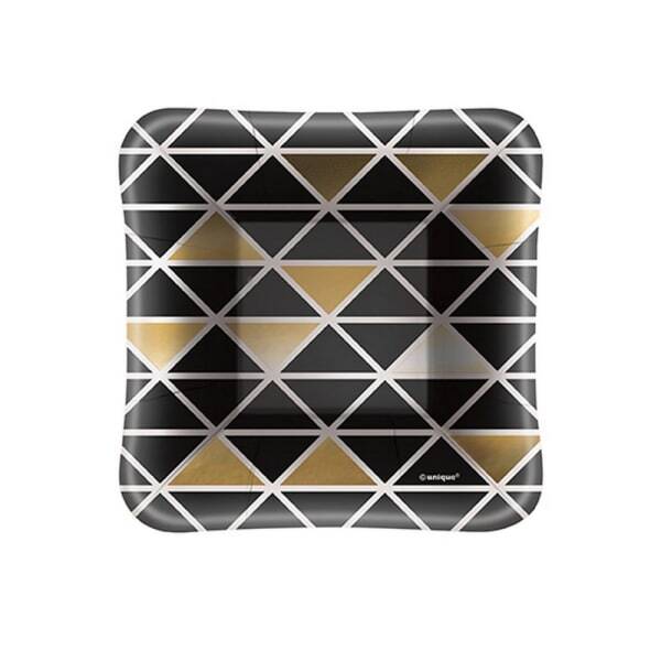 Unique Party Foil Geometric Appetiser Plates (Pack of 8)