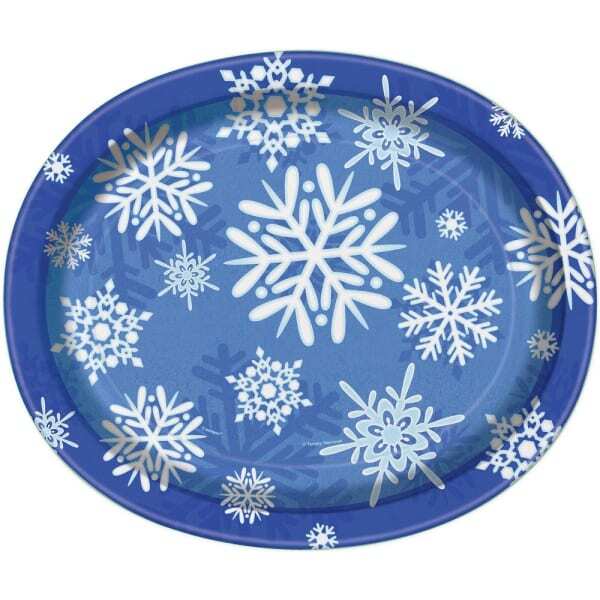 Unique Party Snowflake Christmas Party Plates (Pack of 8)