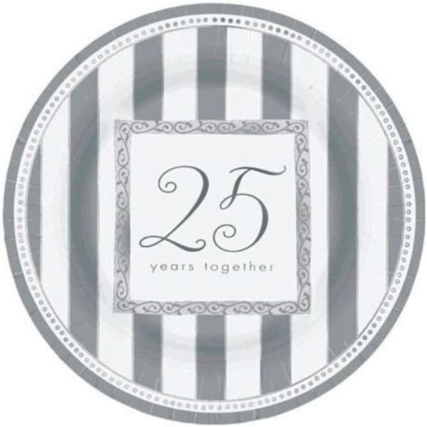 Paper Round 25th Anniversary Party Plates (Pack of 8)