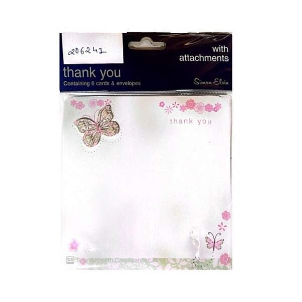 Simon Elvin Butterfly Thank You Card (Pack of 6)