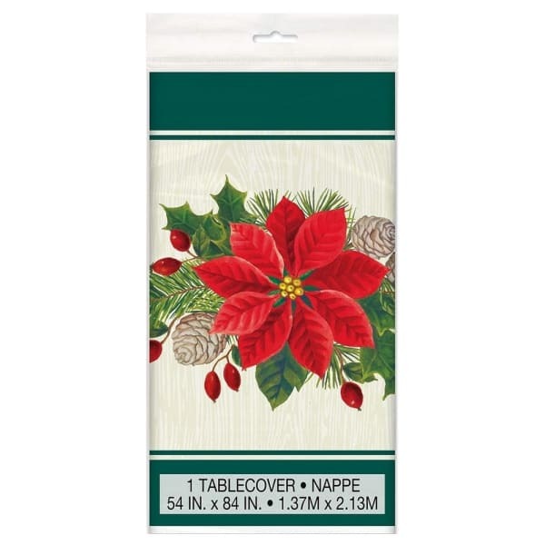 Unique Party Plastic Poinsettia Party Table Cover