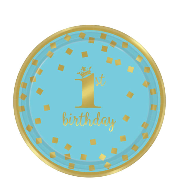 Amscan Paper Metallic 1st Birthday Party Plates (Pack of 8)