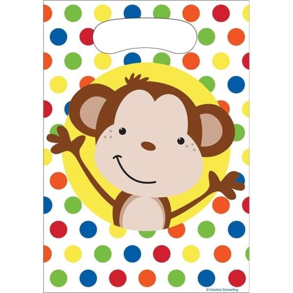 Creative Party Fun Monkey Plastic Party Bags (Pack of 8)