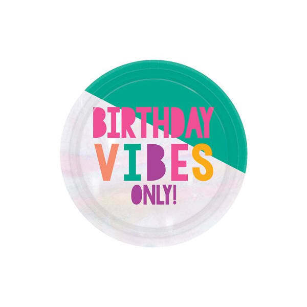 Birthday Vibes Only! Paper Disposable Plates (Pack of 8)