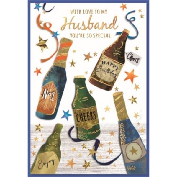 Simon Elvin With Love To My Husband Bottle Card (Pack of 6)