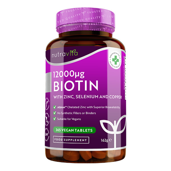 Nutravita Biotin 12,000ug w/ Zinc - 365 Vegan Tablets