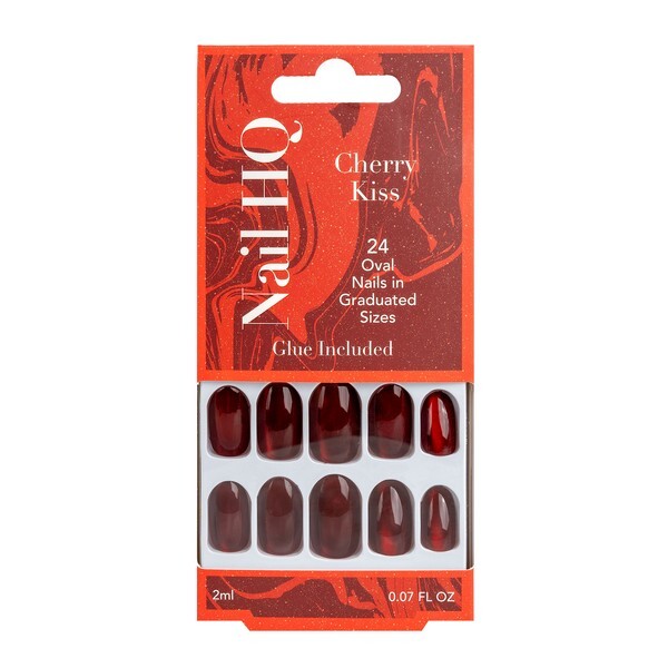 Nail HQ Oval Cherry Kiss Nails (24 Pieces)