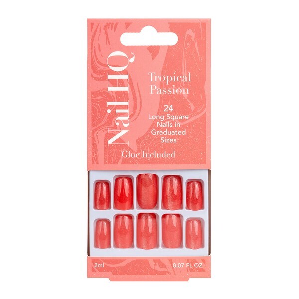 Nail HQ Square Tropical Passion Nails (24 Pieces)