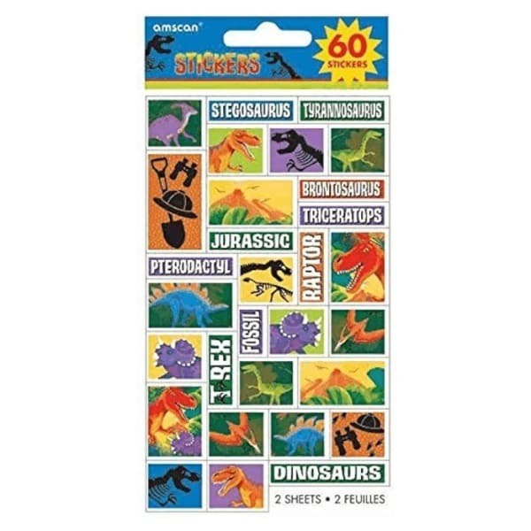 Amscan Prehistoric Dinosaur Stickers (Pack of 60)