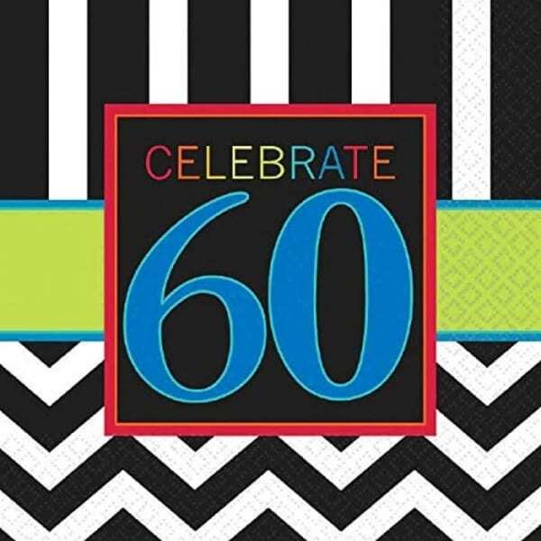 Amscan Celebrate 60th Disposable Napkins (Pack of 16) (13in)