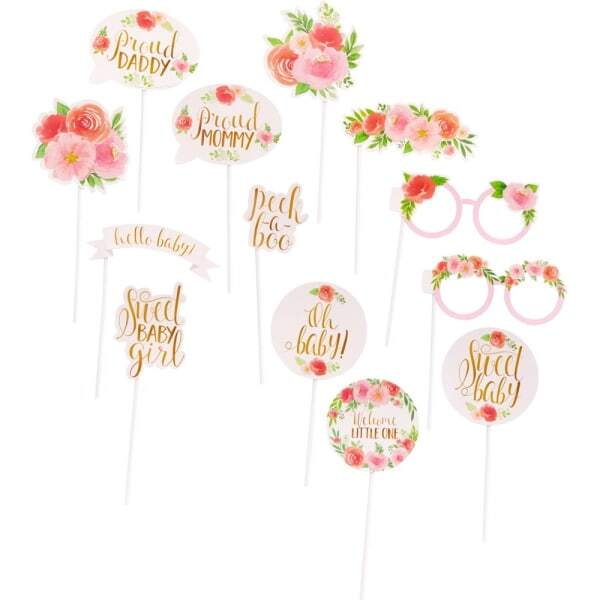 Amscan Floral Baby Shower Photobooth Props (Pack of 13)