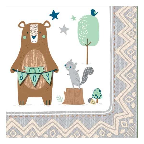 Amscan Bear ly Wait Baby Boy Disposable Napkins (Pack of 12)