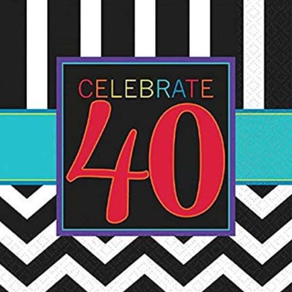 Amscan Celebrate 40th Disposable Napkins (Pack of 16) (13in)