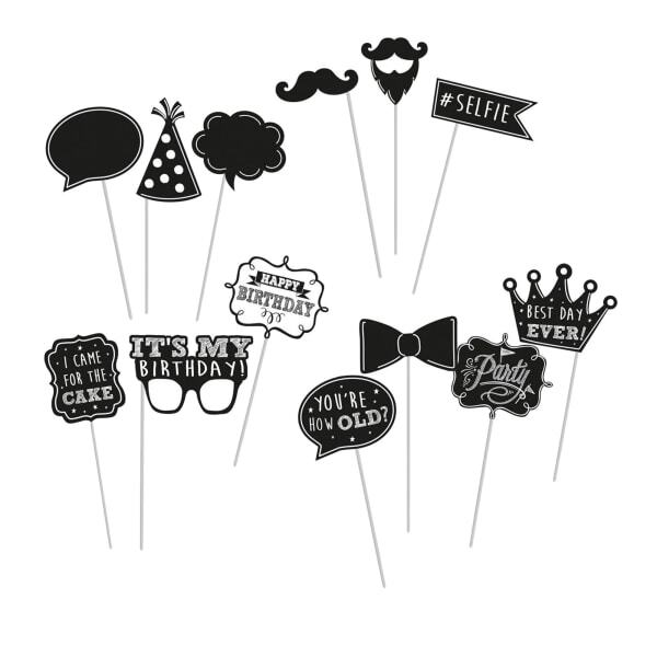 Amscan Chalk Board Birthday Photobooth Props (Pack of 13)