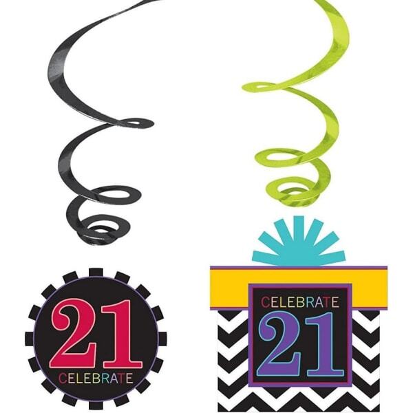 Amscan Swirl 21st Birthday Hanging Decoration (Pack of 2)