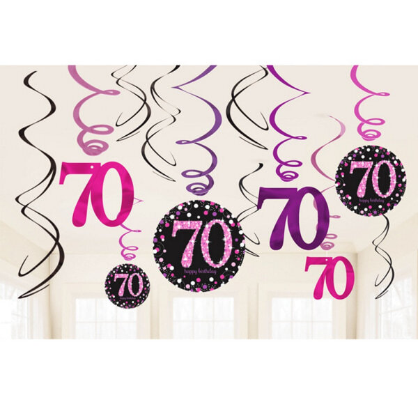 Amscan Pink 70th Birthday Party Swirls (Pack of 12)