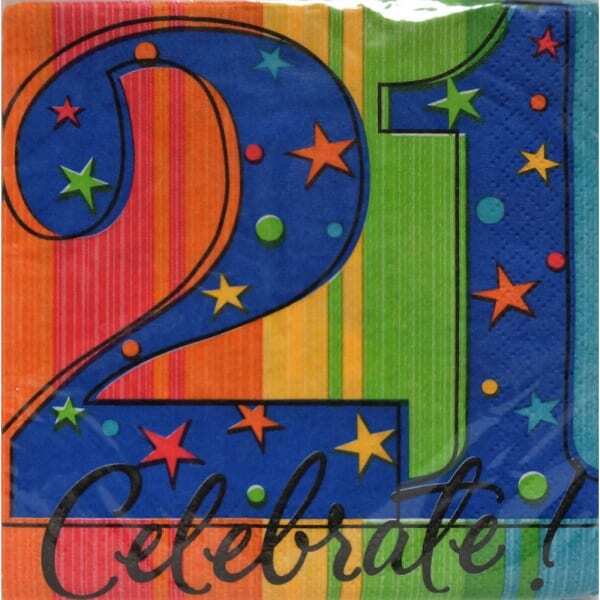 Amscan Celebrate 3 Ply 21st Birthday Napkins (Pack of 16)