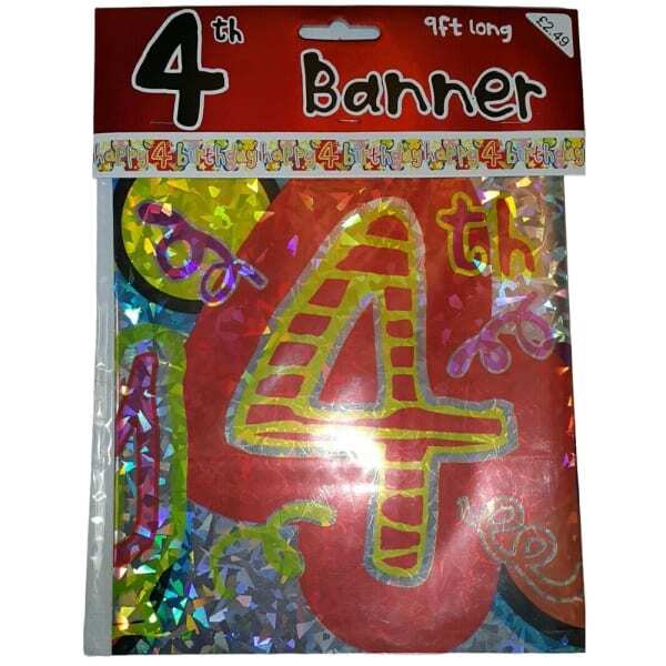 Foil 4th Birthday Banner