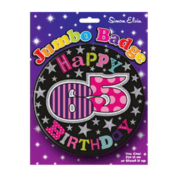 Simon Elvin Womens Happy 65th Birthday Jumbo Badge