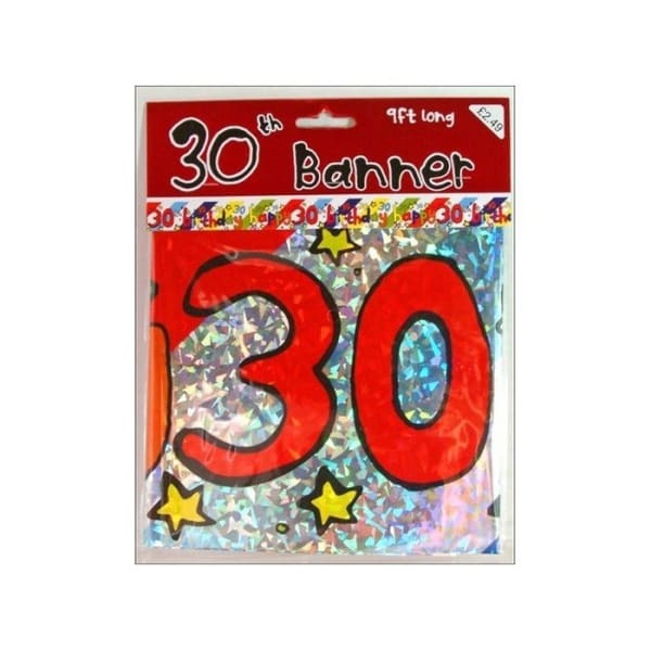 Contrast Striped 30th Birthday Banner