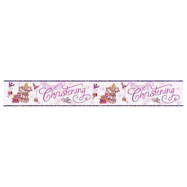 Simon Elvin Girls Christening Foil Banner (6 Pack) (2.5m)