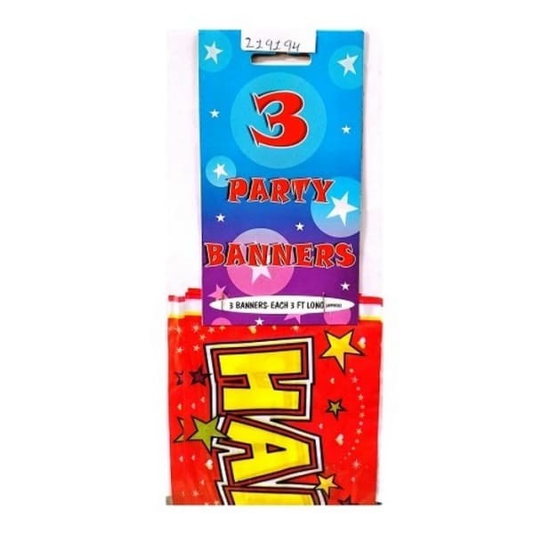 Stars 3rd Birthday Banner (Pack of 3)