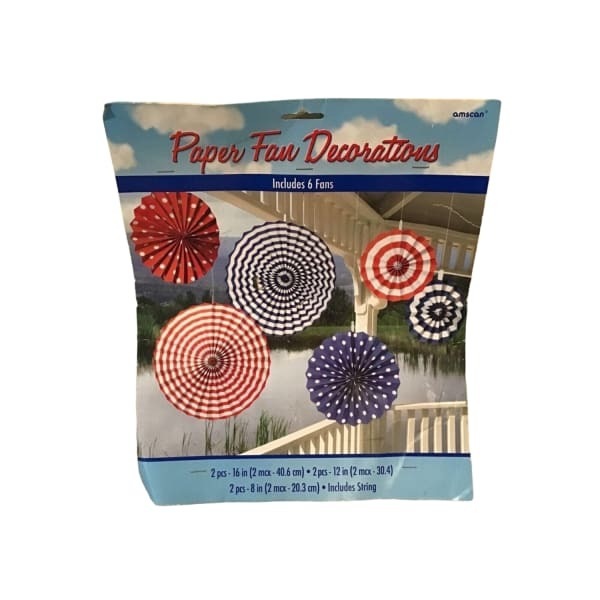 Amscan Paper USA 4th of July Fan Decoration (Pack of 6)