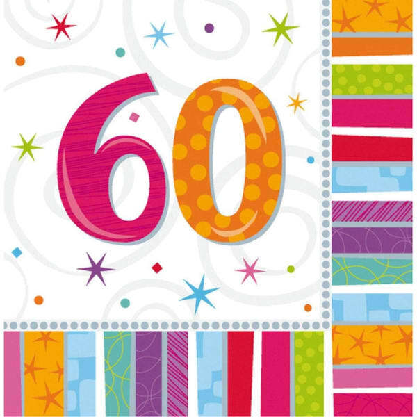 Amscan 60th Birthday Napkins (Pack of 16)