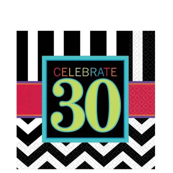 Amscan Celebrate Chevron 30th Birthday Napkins (Pack of 16)