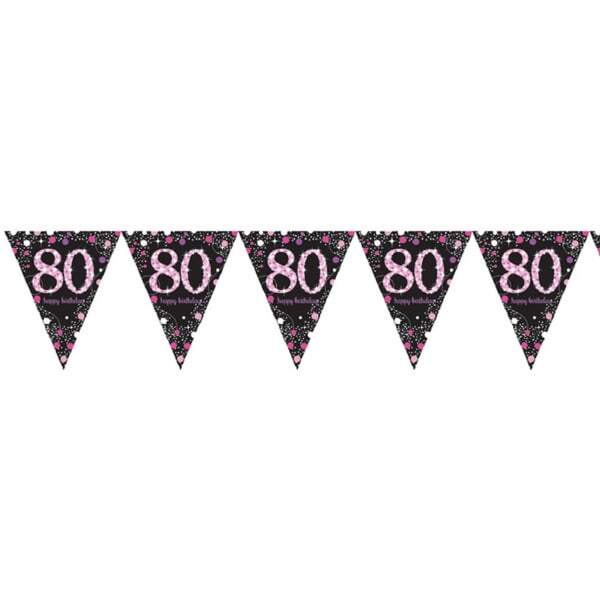 Amscan Sparkling Pink Celebration 80th Birthday Bunting