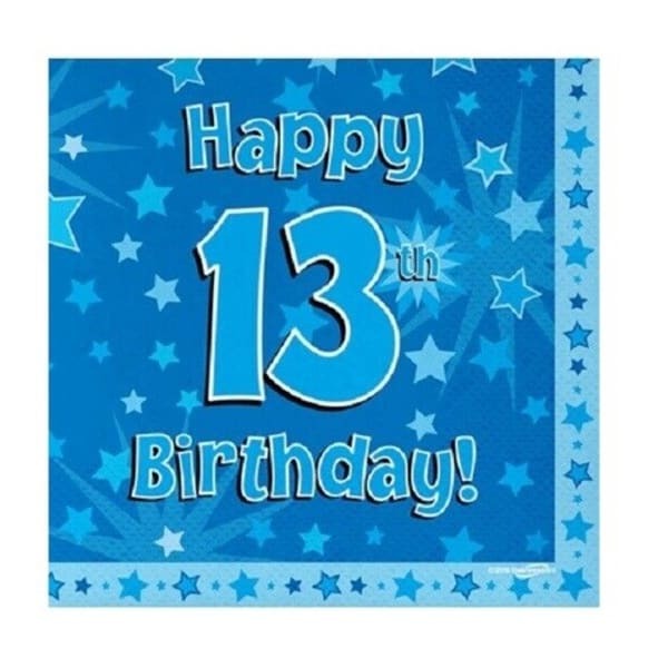 Oaktree 13th Birthday Disposable Napkins (Pack of 16)